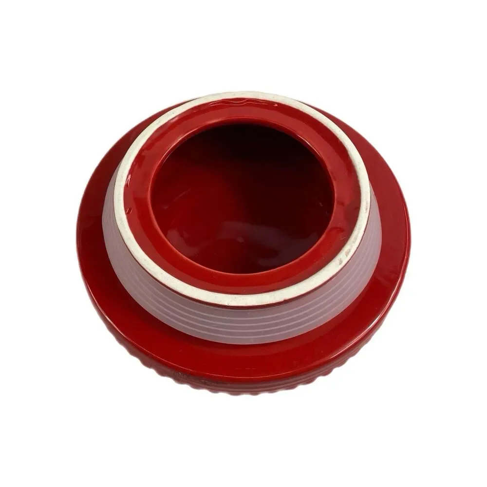 SCM Home Stoneware TREATS Jar (Cookie Jar) Off-white With Red Lid